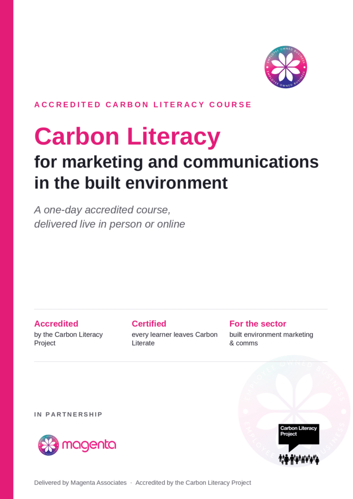 The title page from Magenta's carbon Literacy course