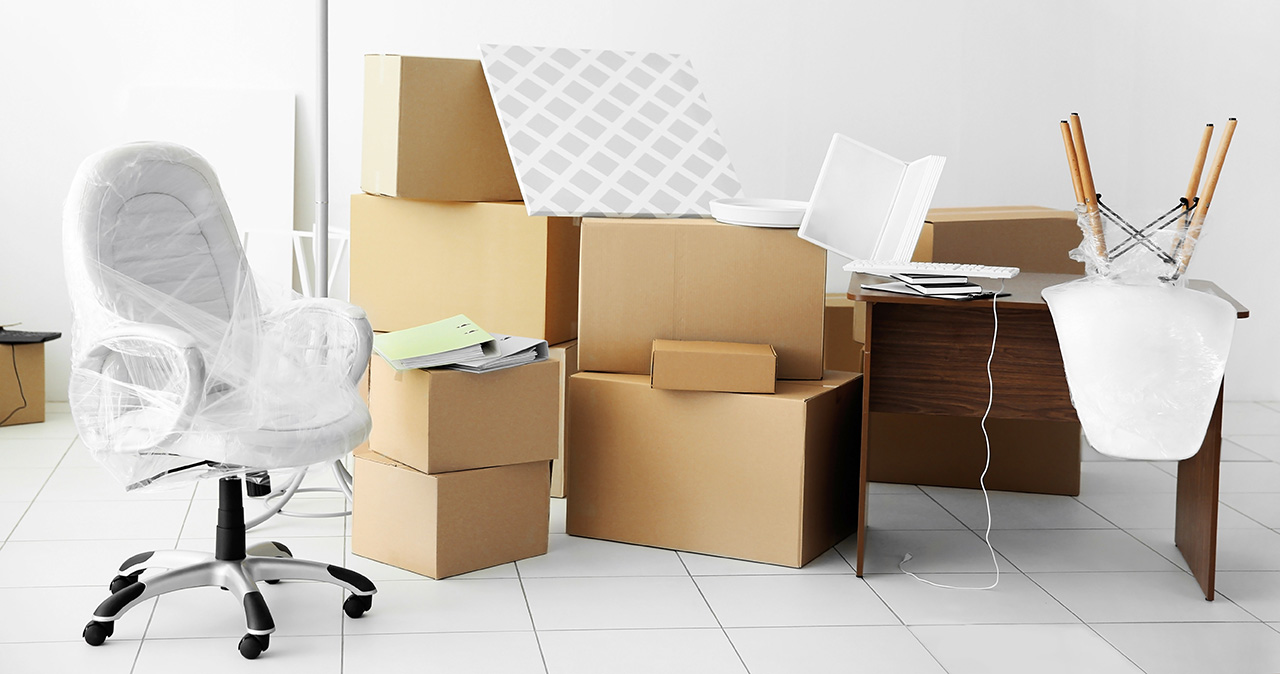 Cardboard boxes and office furniture are part of what is discussed in office move communication.