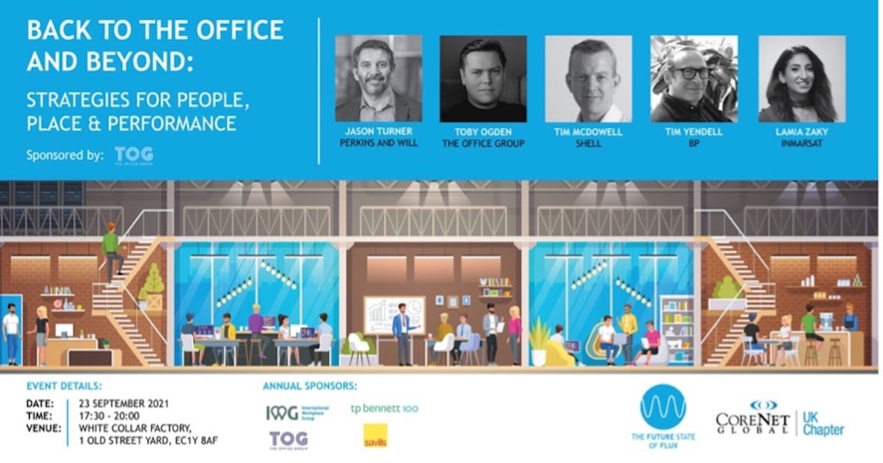 A screenshot of the details for CoreNet's 'Back to the office and beyond' event
