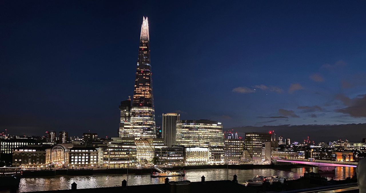 The London skyline at night