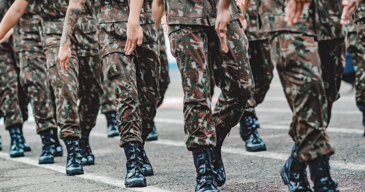 image of army troops walking in procession
