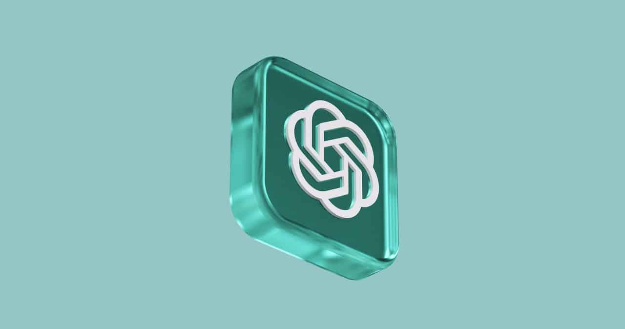 A 3D image of the OpenAI logo on a green background