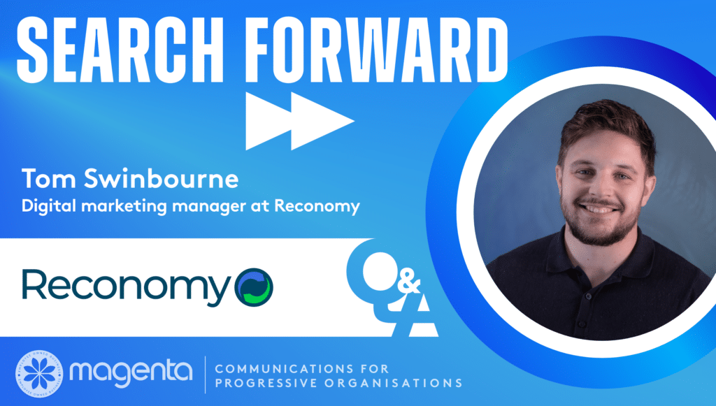 A blue graphic with the Q&A series title and a picture of Tom Swinbourne